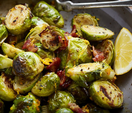 Roasted Brussels Sprouts with Bacon-Citrus Toss