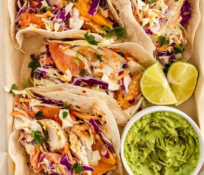Minneola Tangelo Cod Fish Tacos