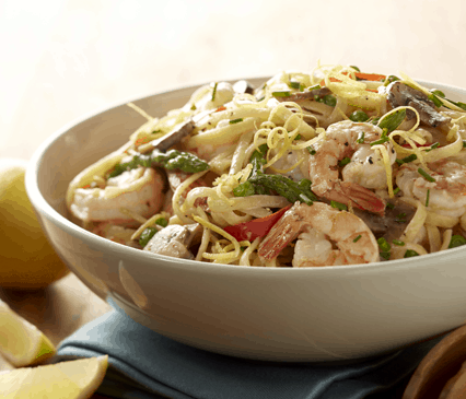 Shrimp Vegetable Pasta with Light Lemon Cream Sauce