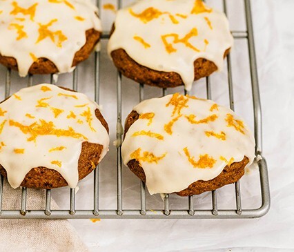 Soft Pumpkin Cookies with Orange Glaze
