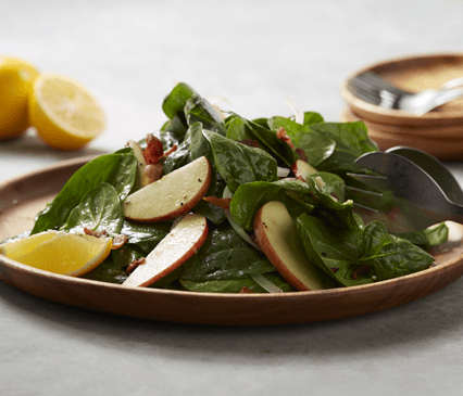 Spinach &amp; Apple Salad with Warm Lemon–Bacon Vinaigrette