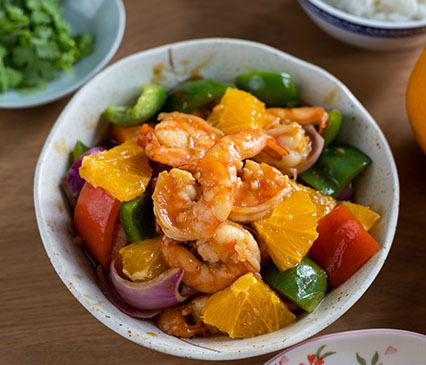 Sweet and Sour Orange Garlic Prawns