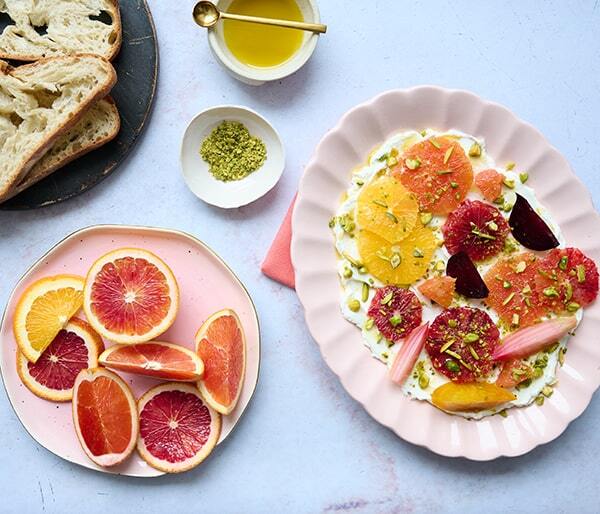 Citrus, Beet, and Labneh Salad with Honey Lemon Vinaigrette