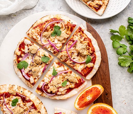 Vegan BBQ Chicken Pita Pizzas