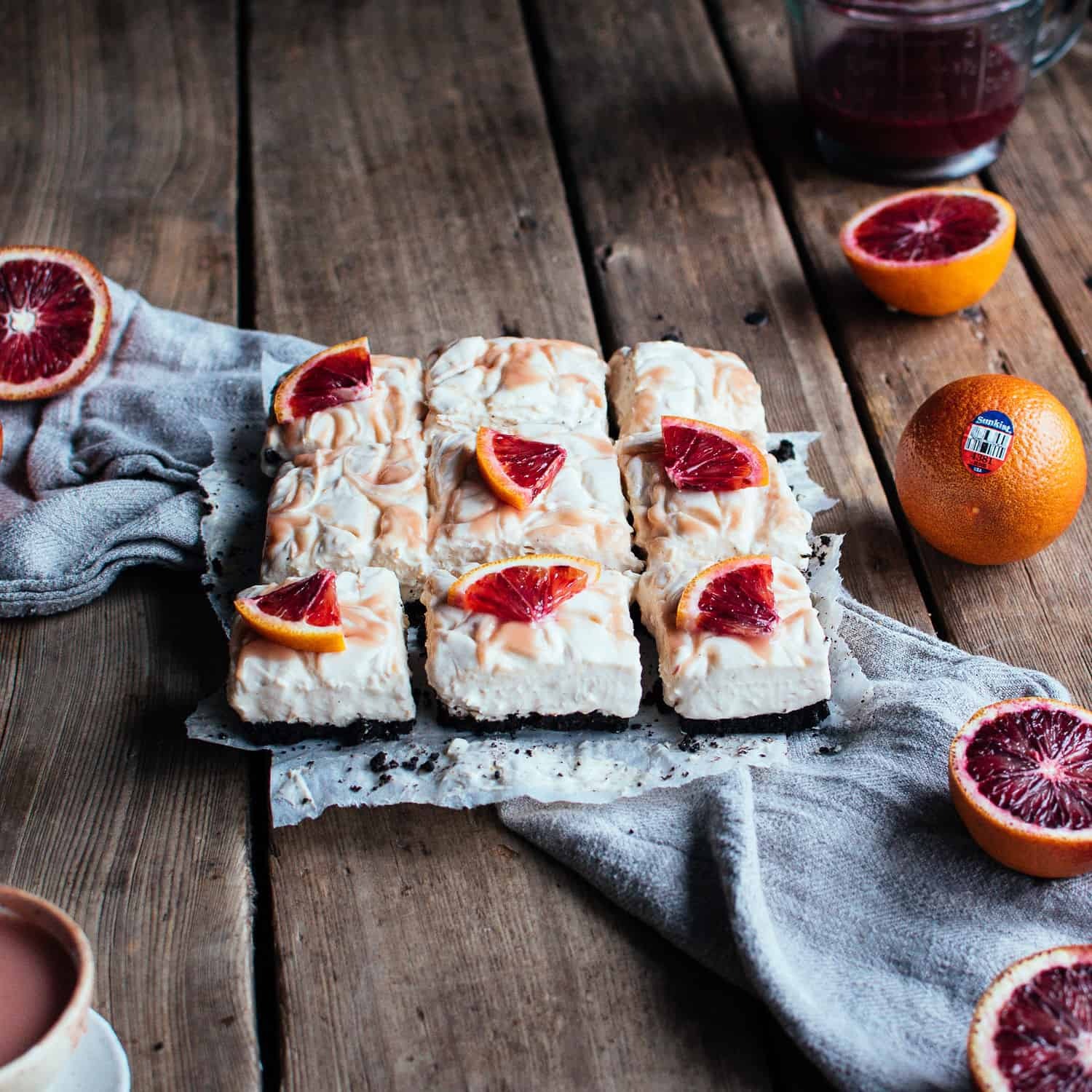 Sunkist® Blood Orange Curd No Bake Cheesecake Bars