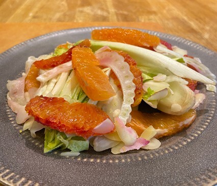 BITTER AND SWEET SALAD WITH MIMOSA VINAIGRETTE