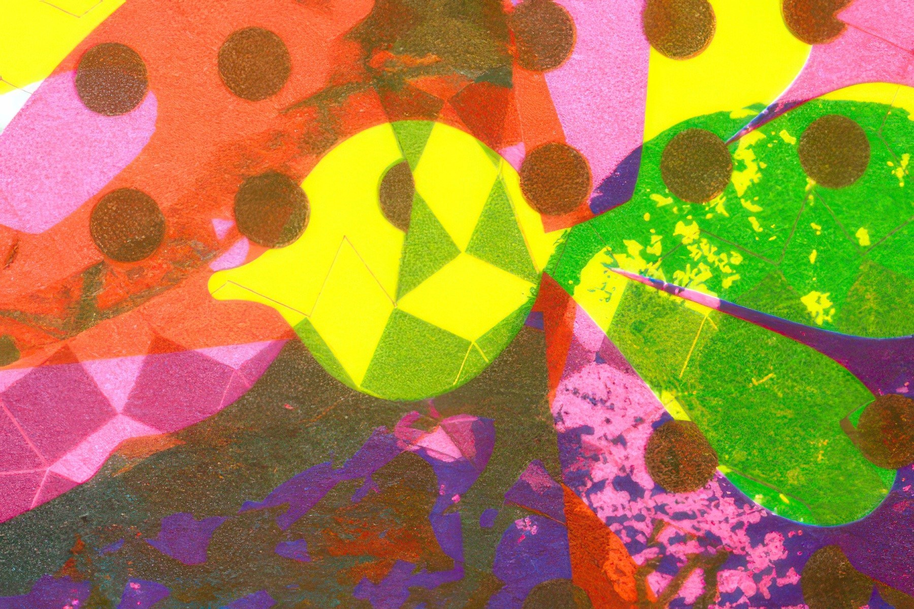 Textural shot of shapes and colors overlapping against each other