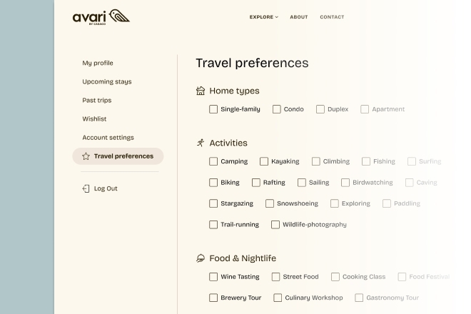 Travel preferences