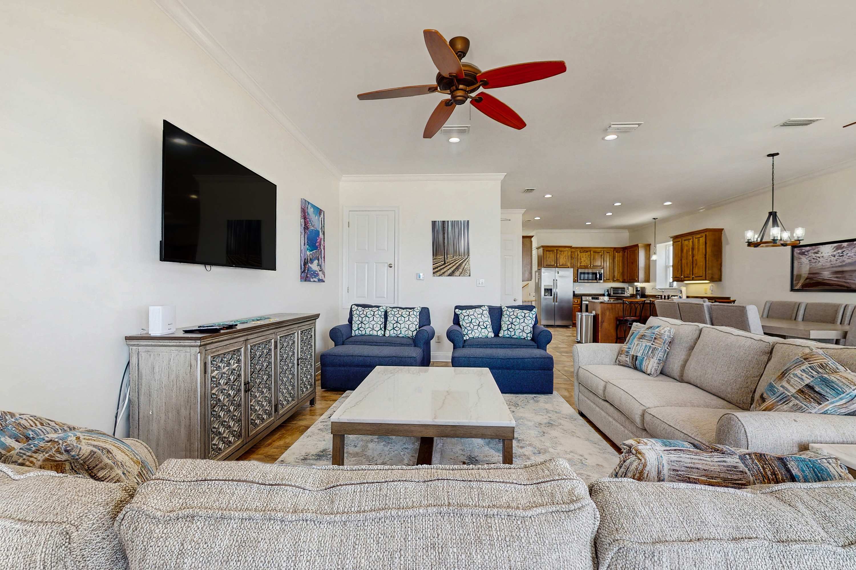 Coastal adorned seating in the living room