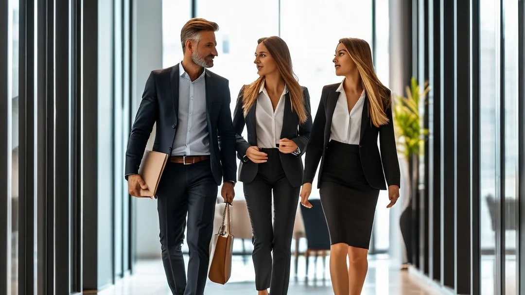 Lawyers walking and discussing data valorization and artificial intelligence in the legal sector.