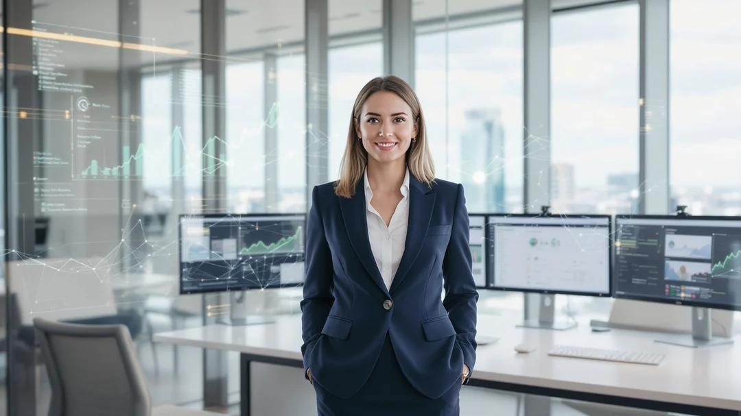 Woman in an office preparing the implementation of a modern data governance and value foundation.