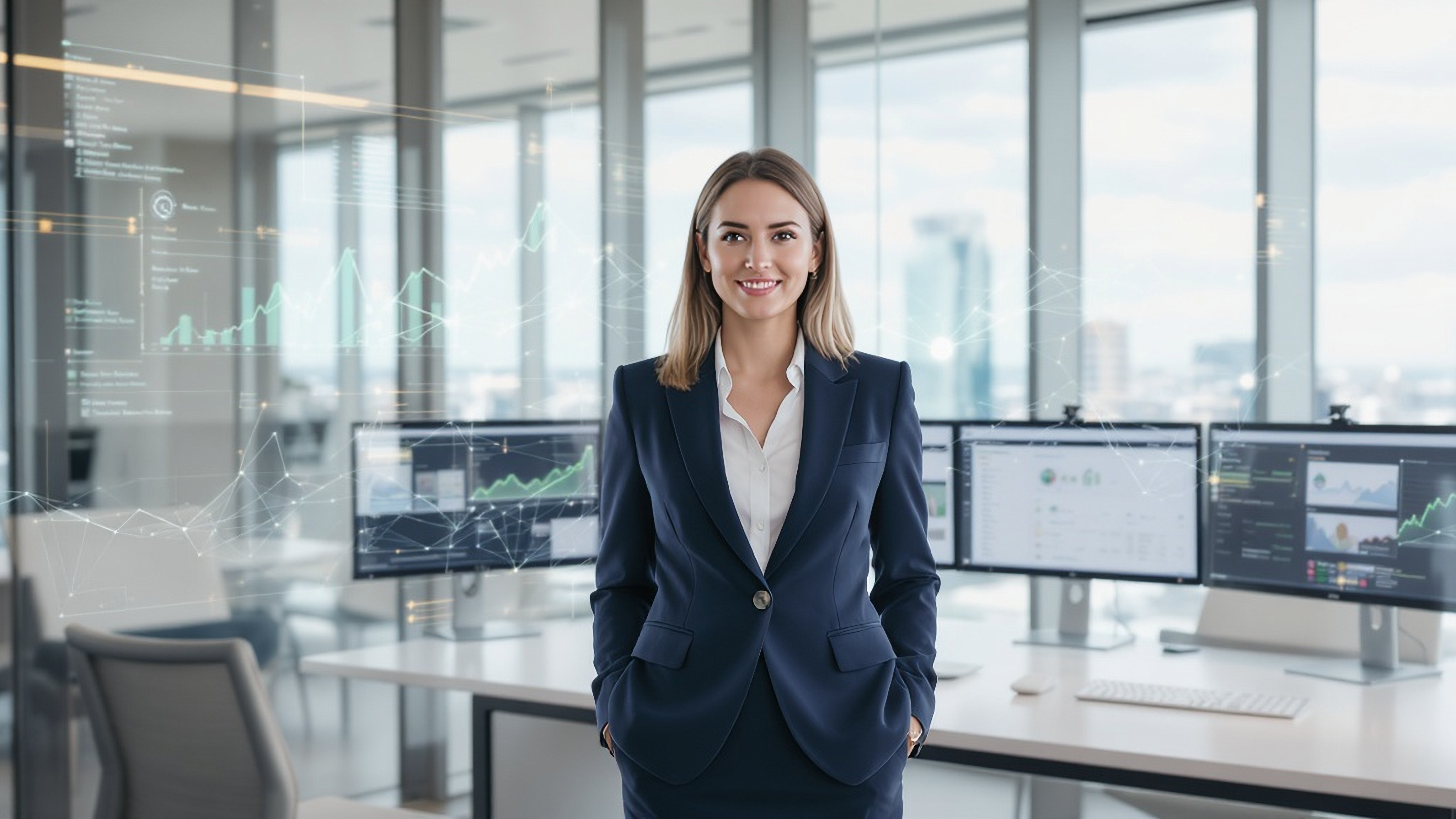 Femme dans un bureau préparant la mise en place d'une fondation moderne de gouvernance et de valorisation des données.