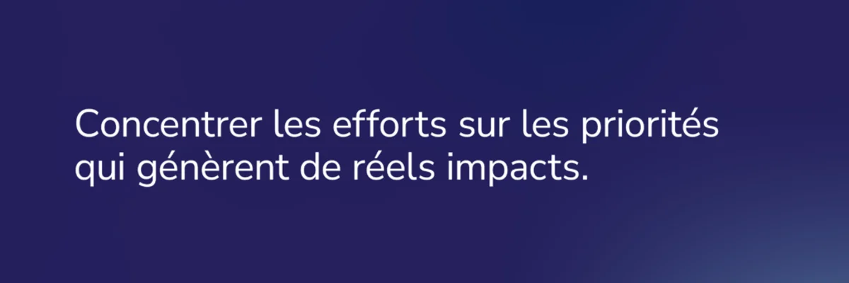 Bandeau de texte COFOMO: Concentrer les efforts sur les priorités qui génèrent de réels impacts.
