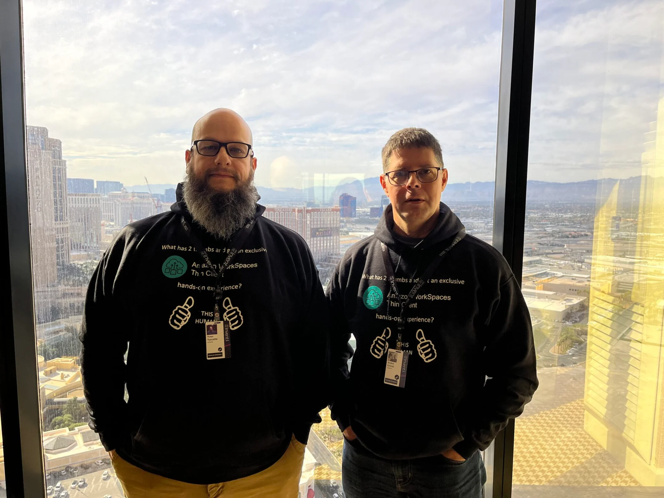 Photo of two of our experts at the AWS re:Invent 2023 conference.