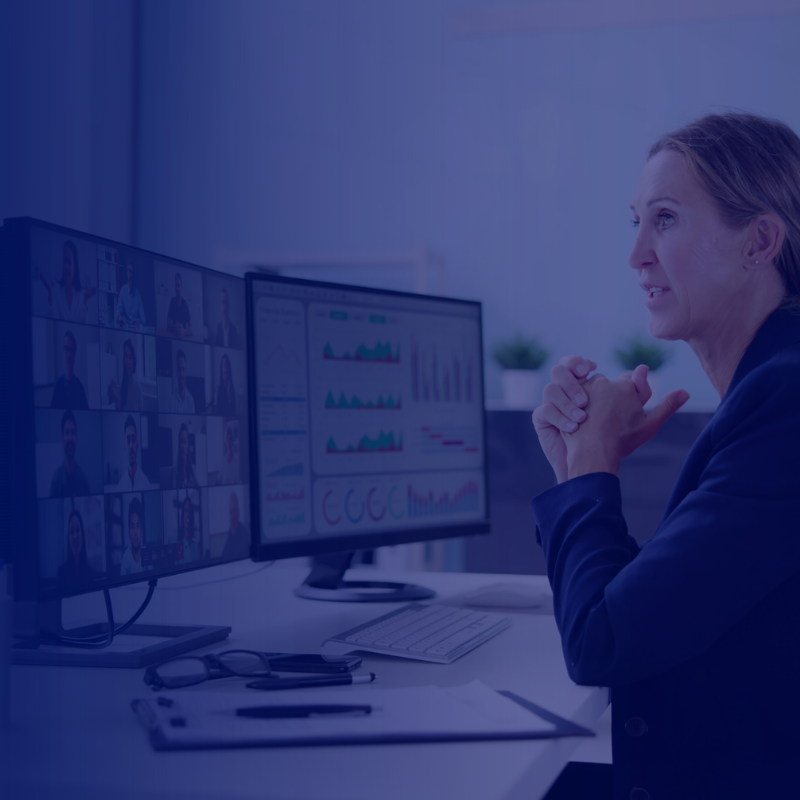 Image of a woman working on an Azure Virtual Desktop or Windows 365 platform.