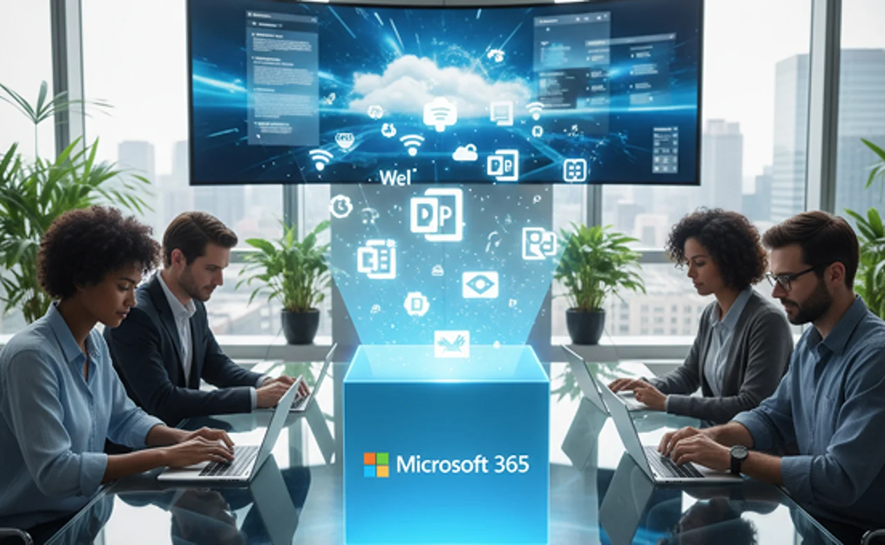 Équipe travaillant avec la plateforme technologique Microsoft 365.