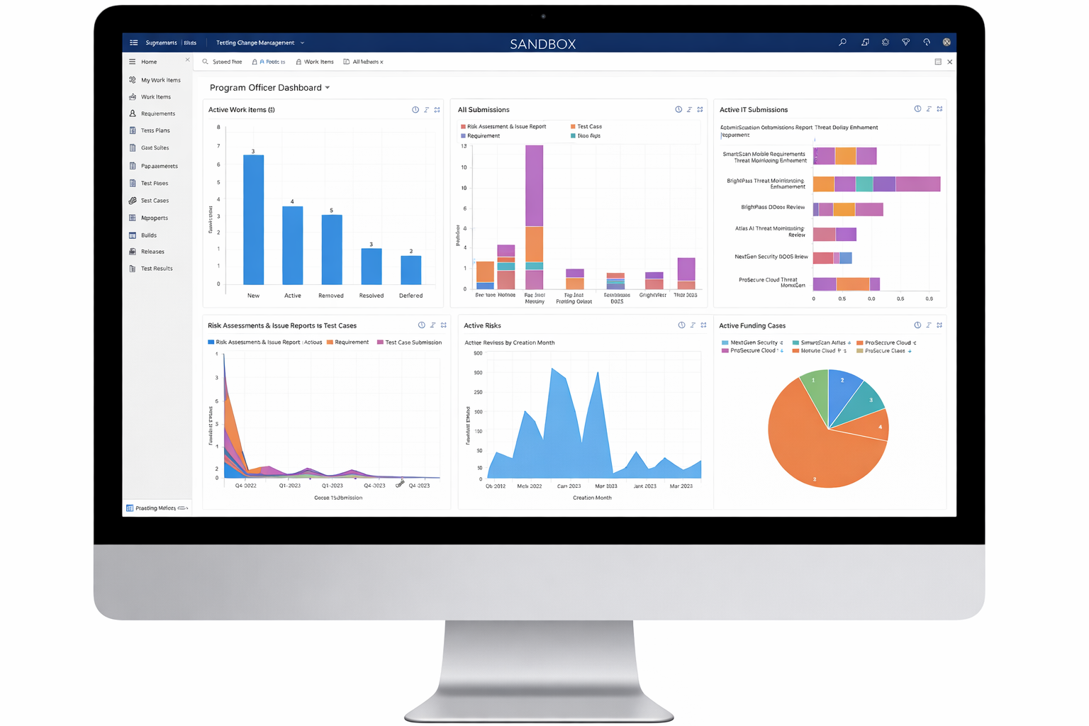 Screens displaying a dashboard of the Grant+ platform for program officers.