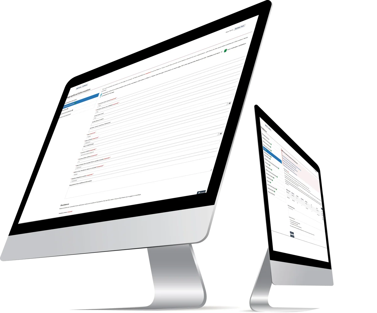 Screens displaying a form of the Security+ platform.