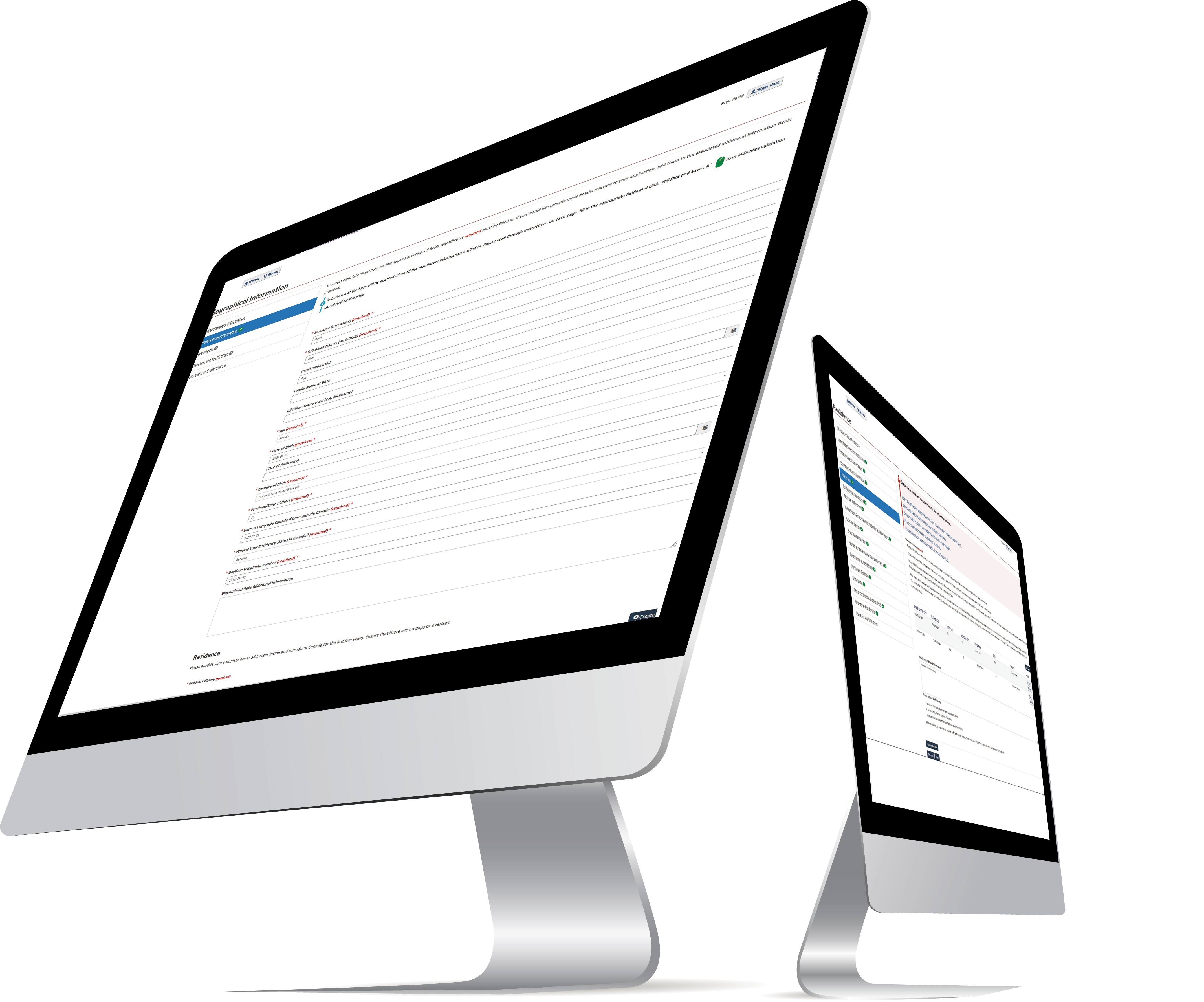 Screens displaying a form of the Security+ platform.