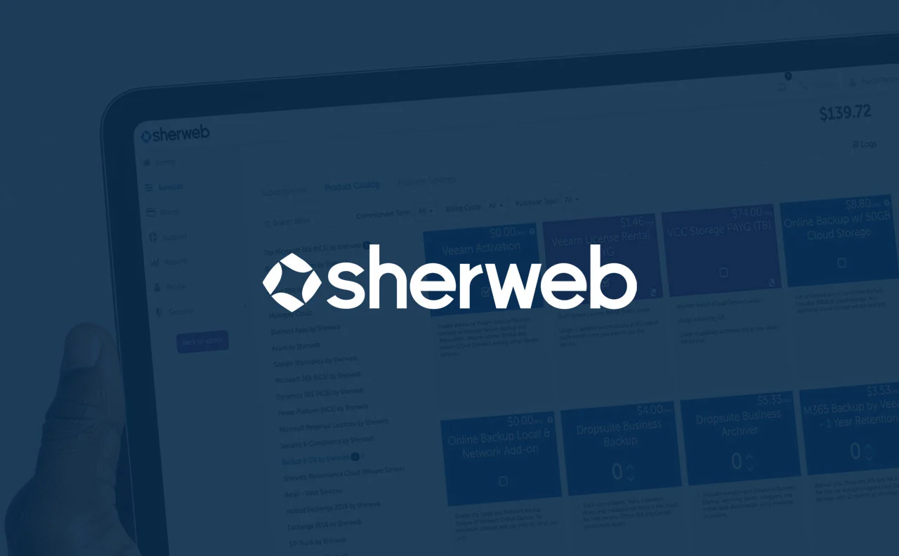 Logo de la solution technologique Sherweb.