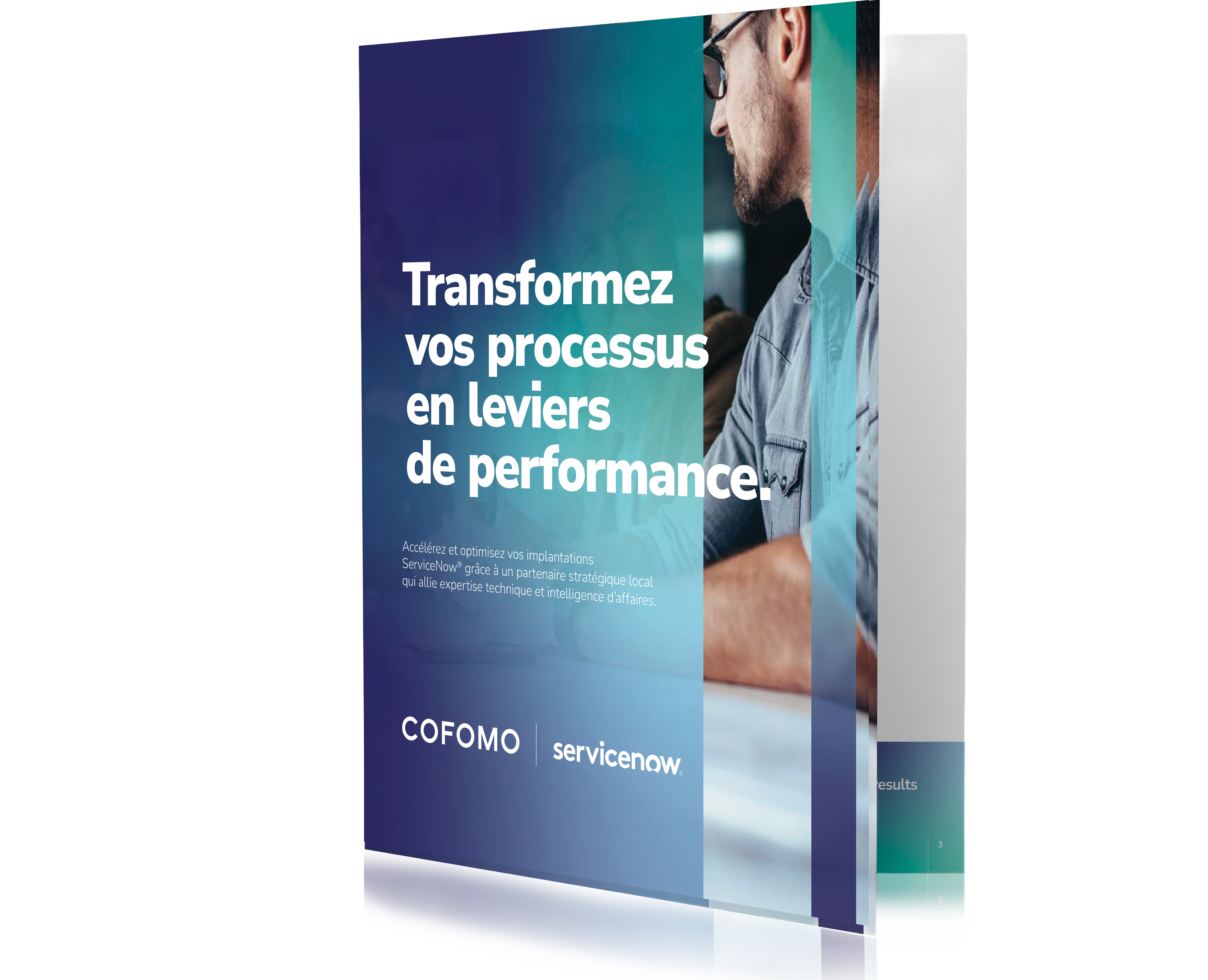 Visuel 3D du ebook français préparé par les experts en transformation numérique de COFOMO pour présenter la solution infonuagique ServiceNow.
