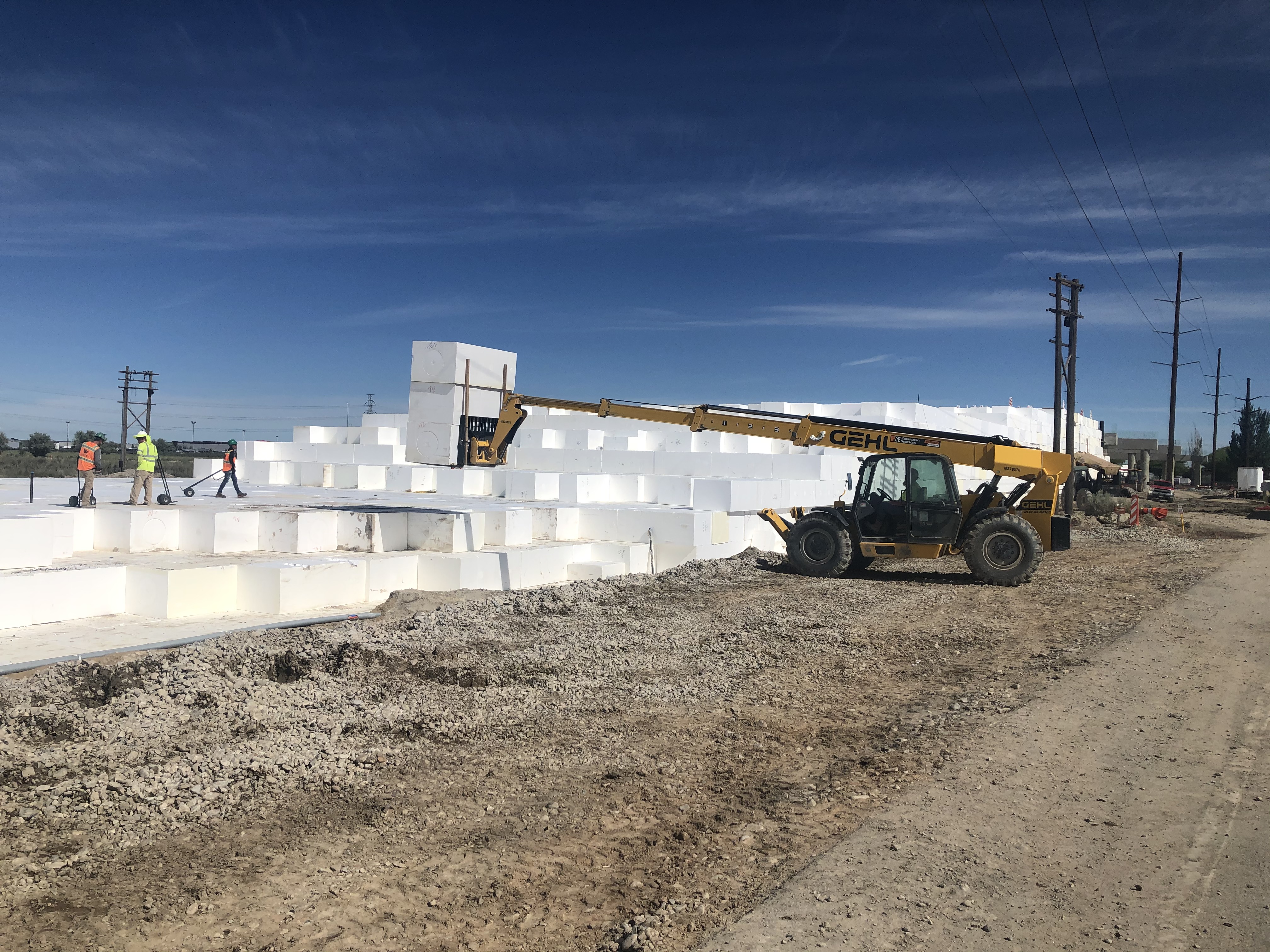Atlas Elevation Geofoam blocks used as lightweight building materials for the 5600 West Railroad project.