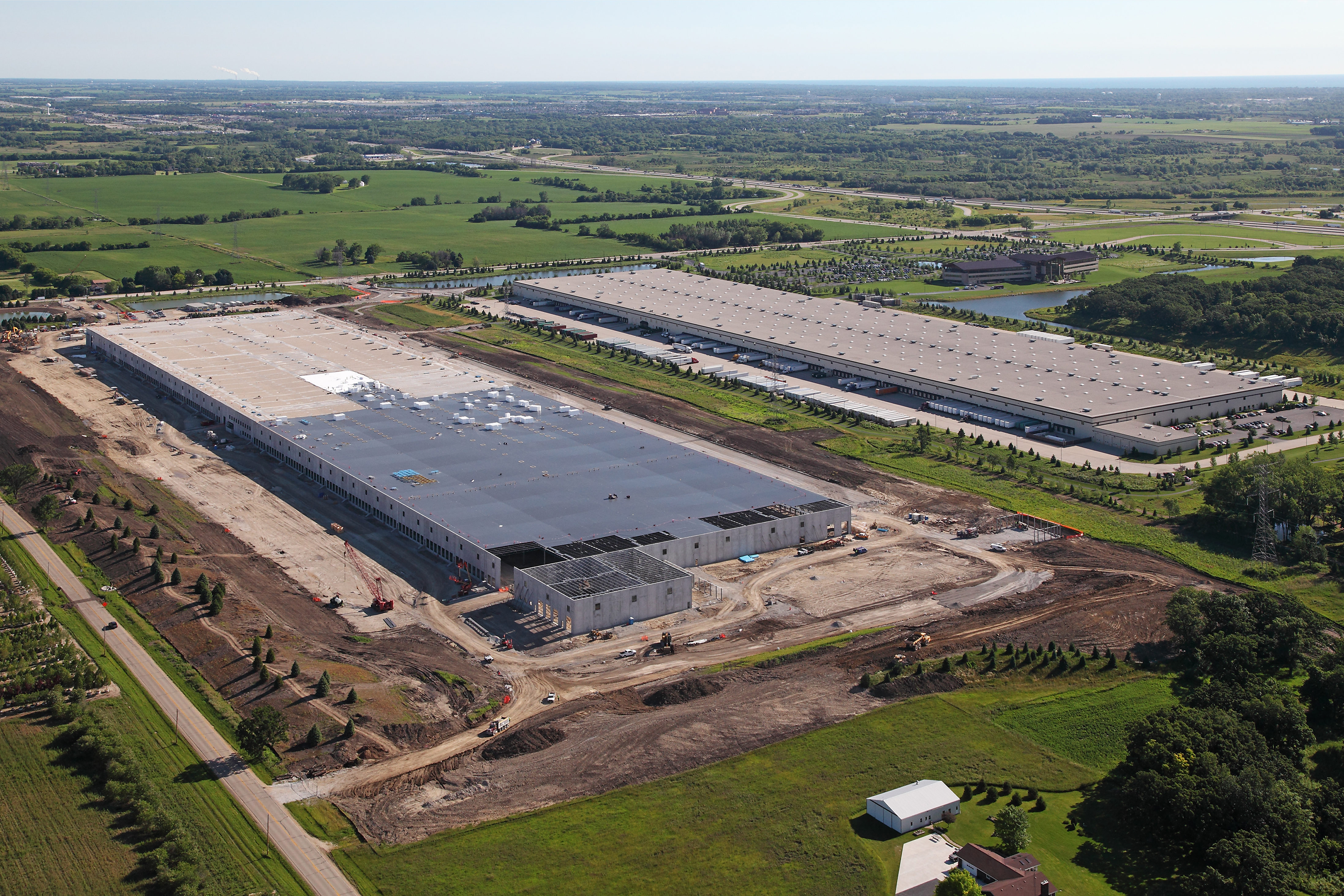 Atlas EPS insulation panels used in the construction of a commercial warehouse.