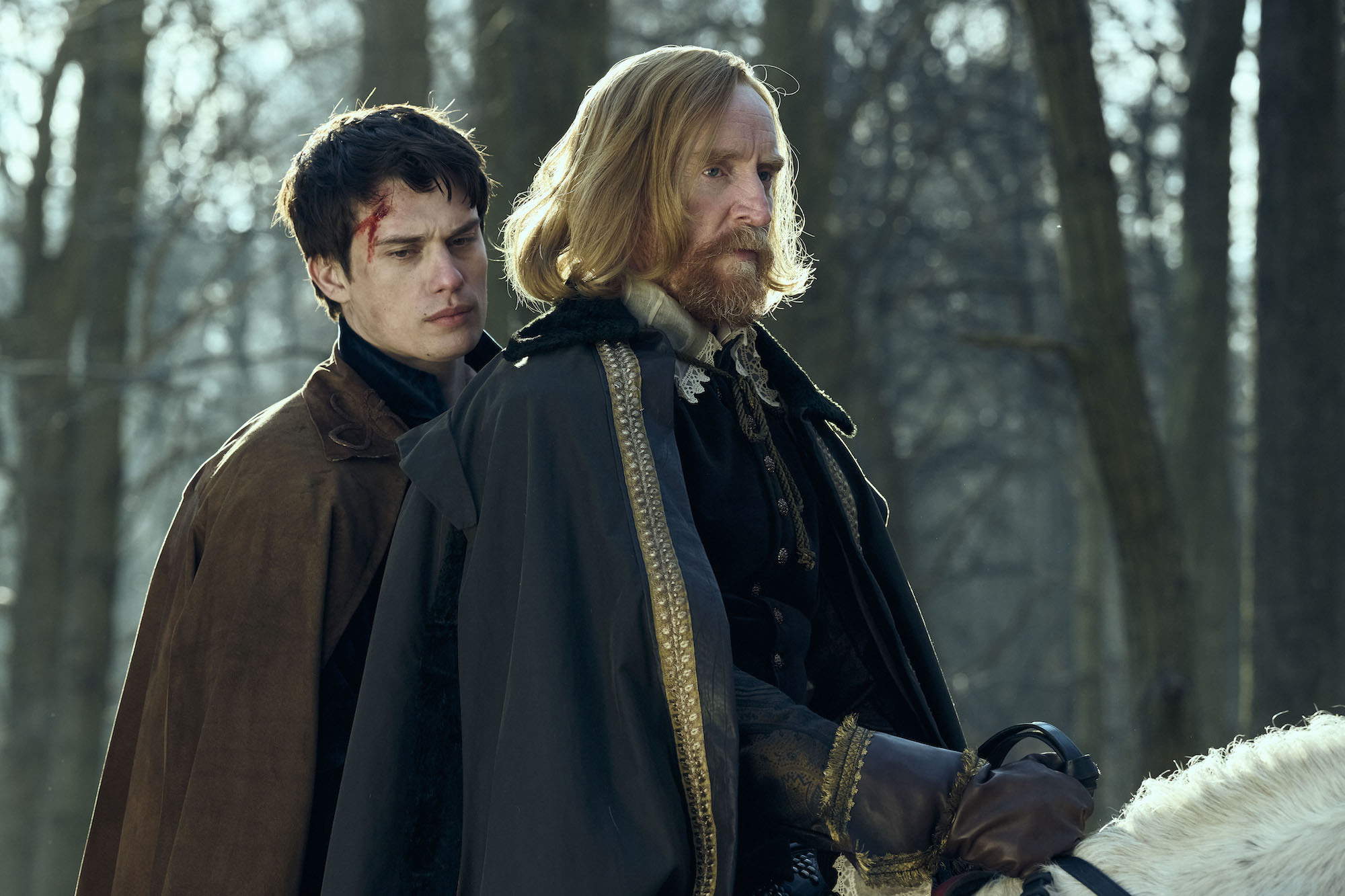 Nicholas Galitzine and Tony Curran in a scene from Mary & George.