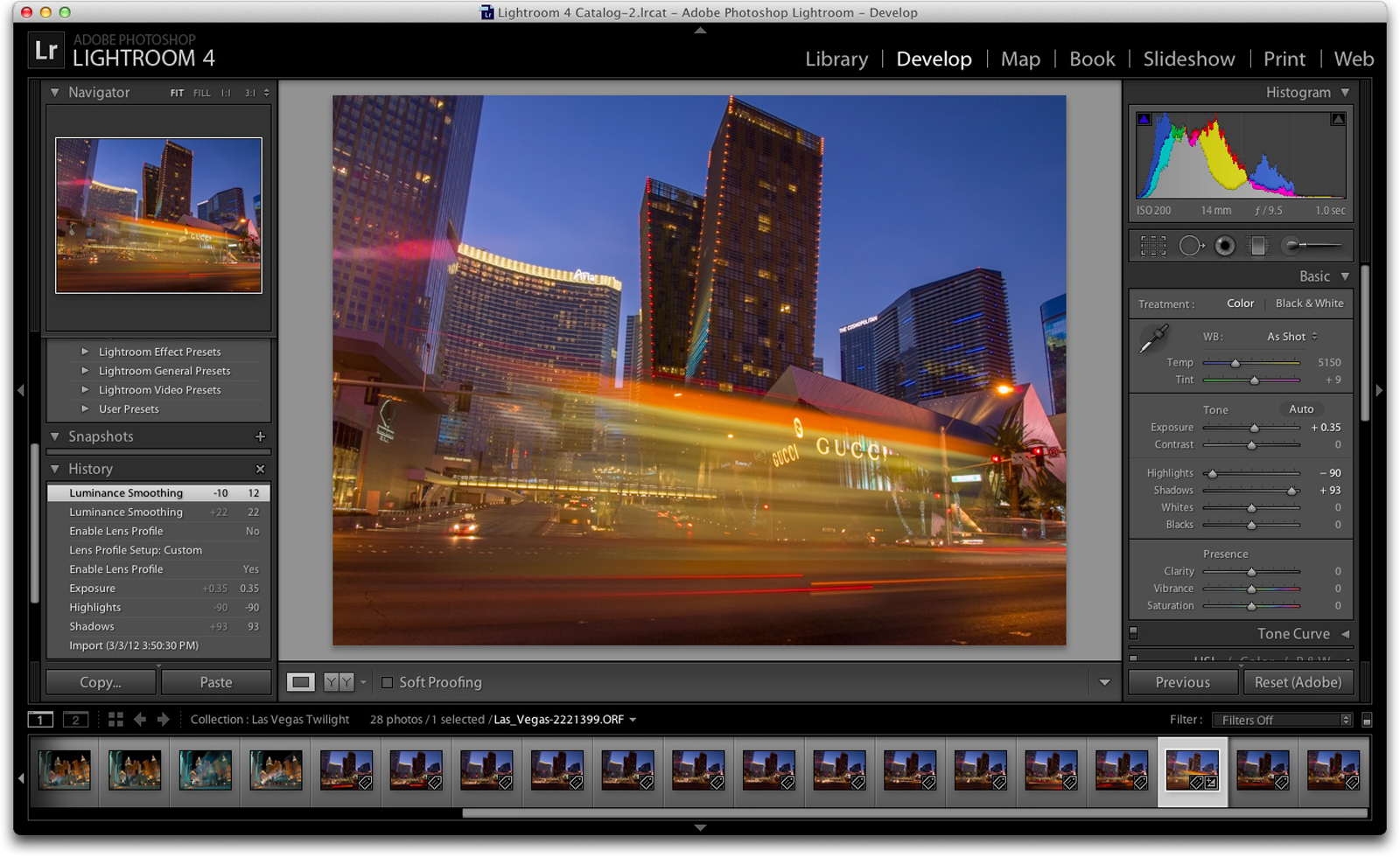 Lightroom interface