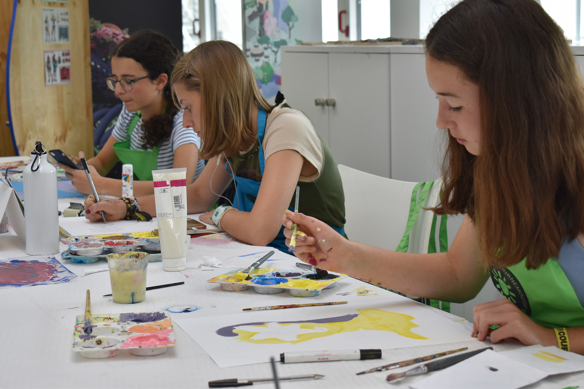 Students are painting