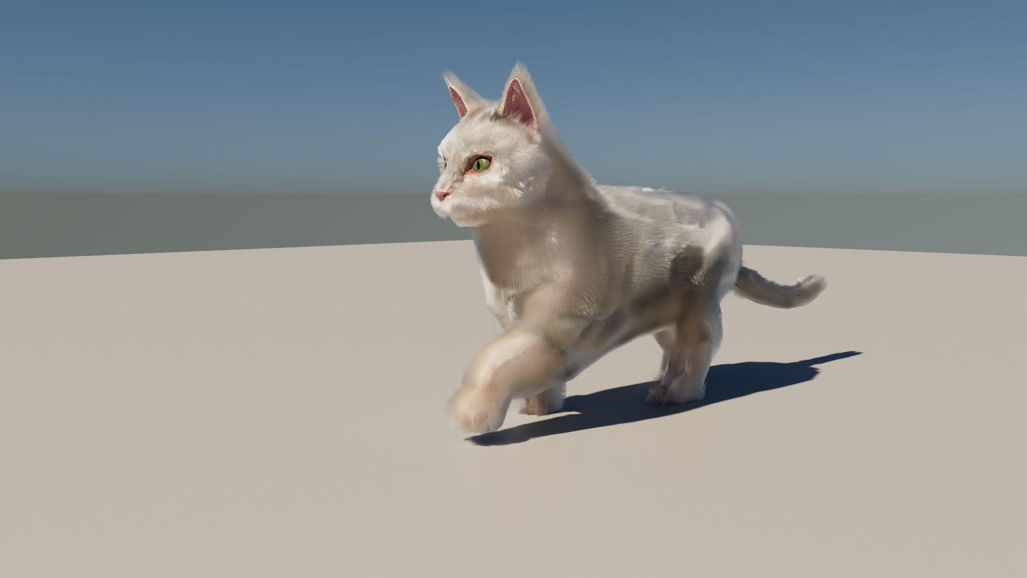 Illustration of a cat running along a plain surface.