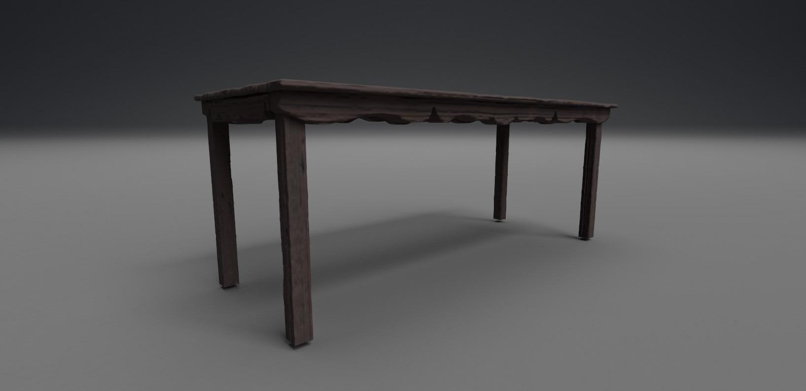 3D model of a table viewed at a diagonal angle