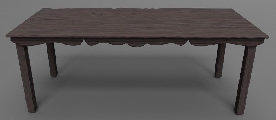 3D model of a wooden table on a plain surface and background