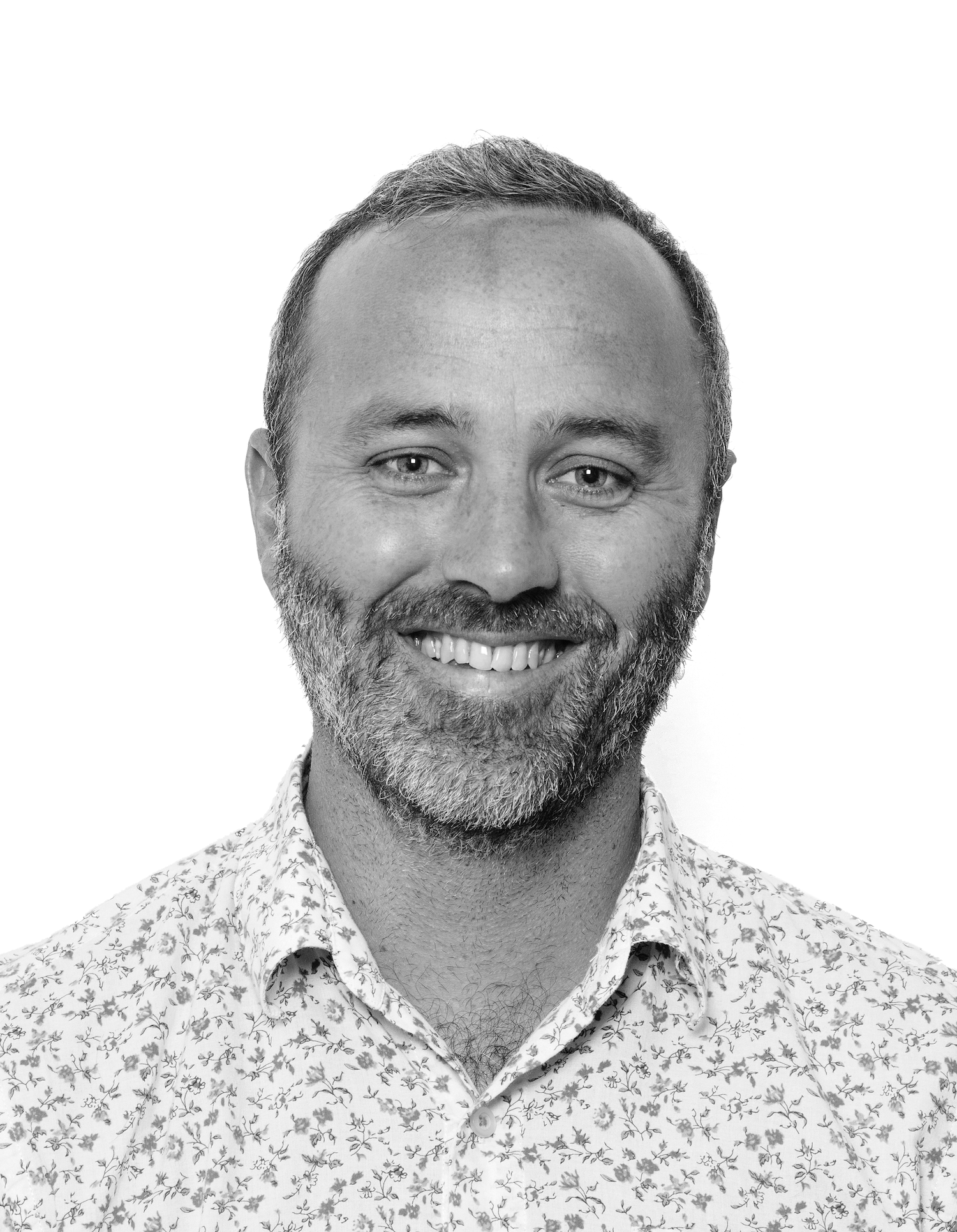 Black and white image of Mike Grubb