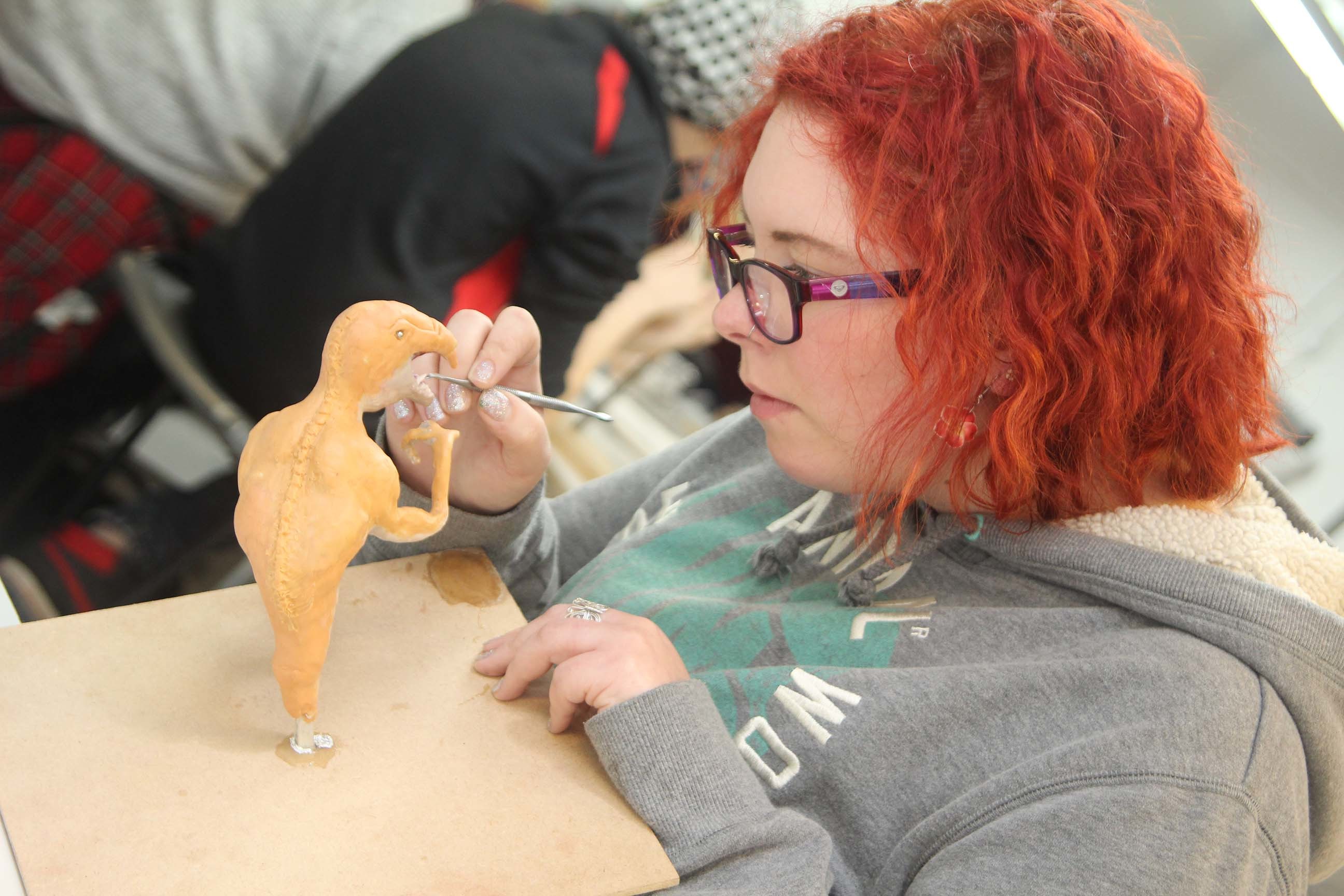 Student working on a model