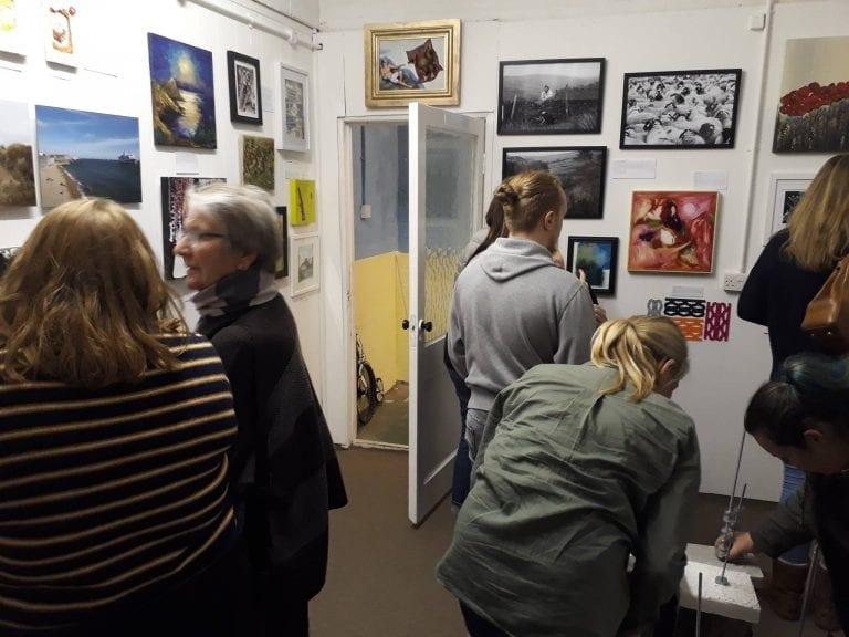 Busy art gallery