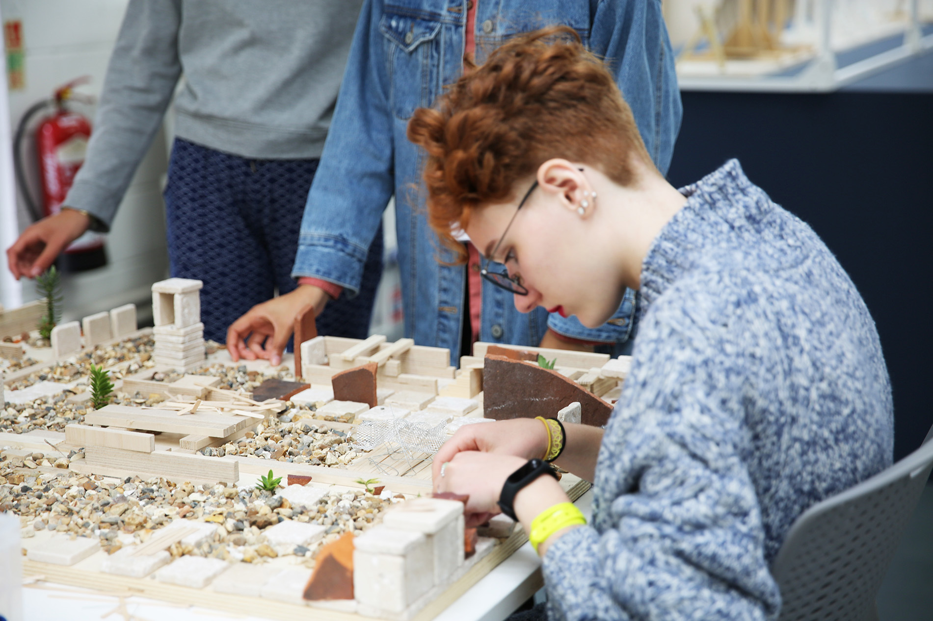 Student working on architectural model