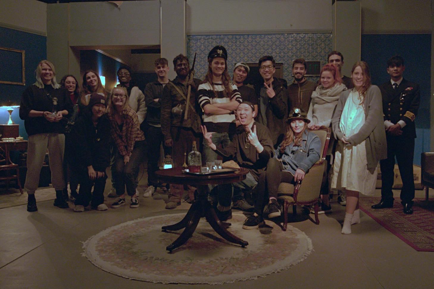 Group of actors on set of a film