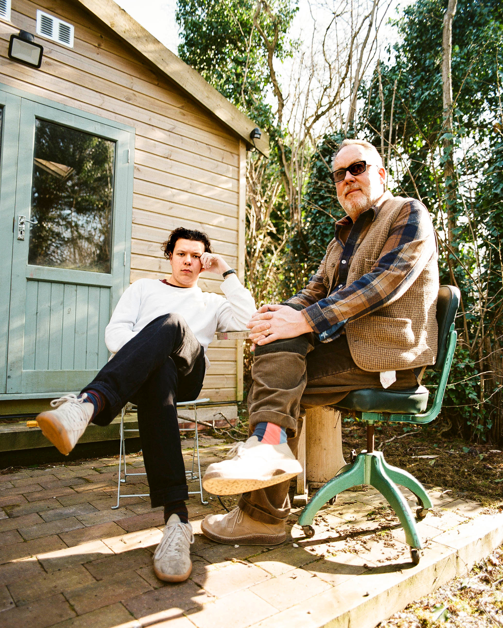 Louis Moir sat with his father, the comedian Vic Reeves