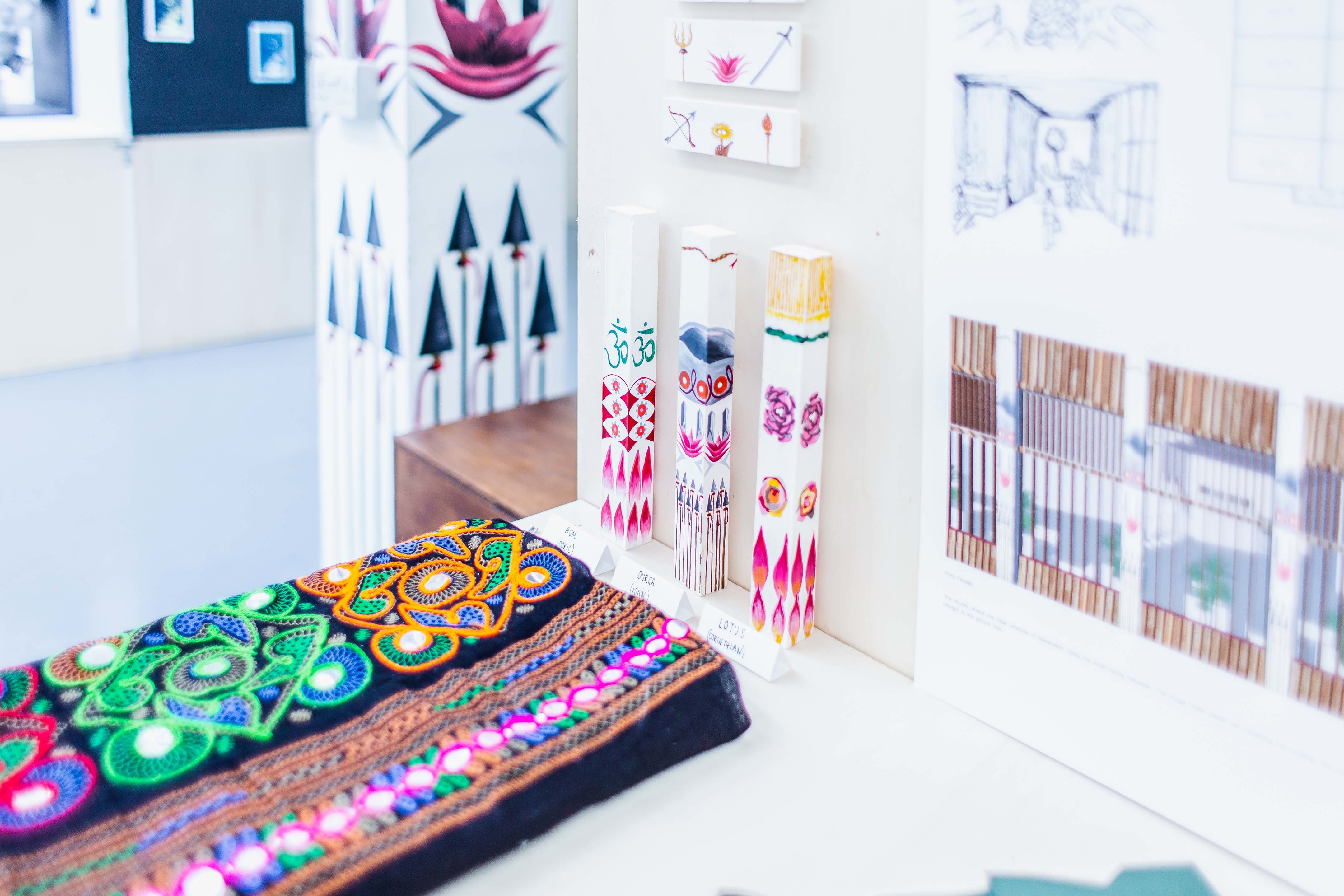Bright coloured fabrics on display