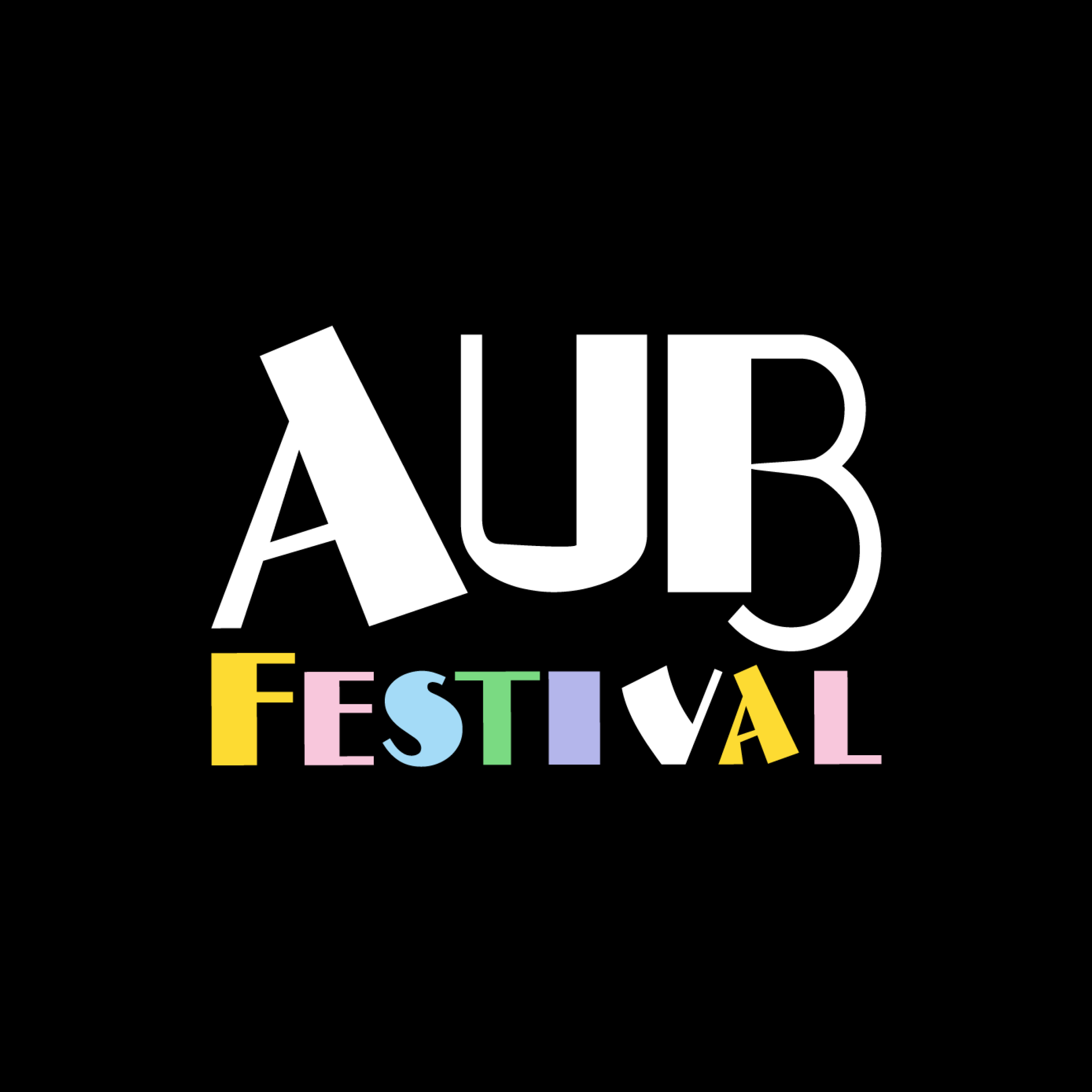 Black banner with the text "AUB Festival" in the centre.
