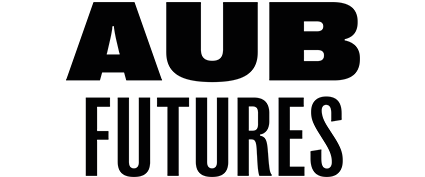 Bold black text reading "AUB FUTURES" in sans-serif typeface on transparent background, with "AUB" in larger letters above "FUTURES".