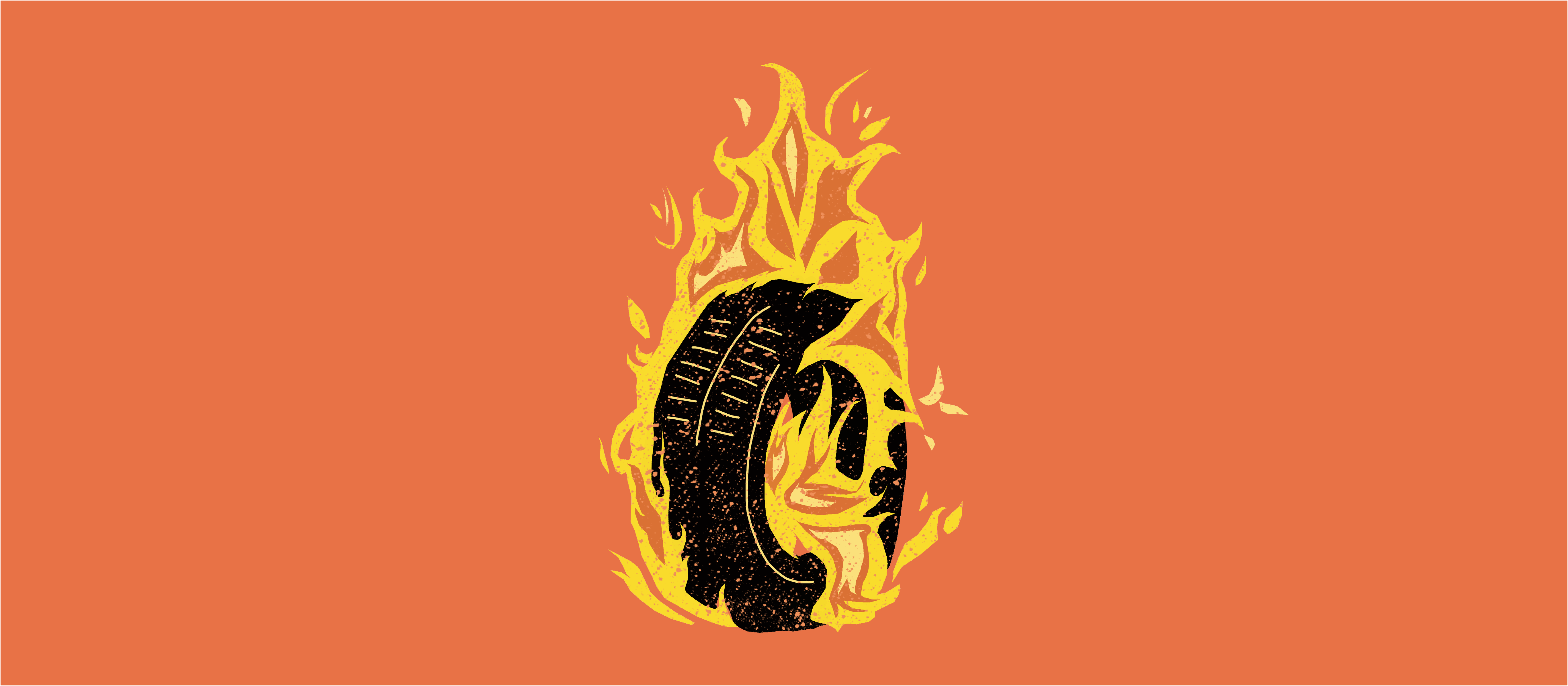 Illustrated tire on fire