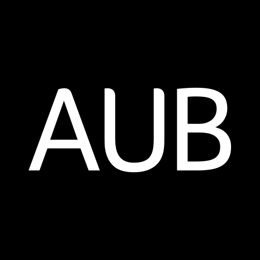 The letters AUB on a black background
