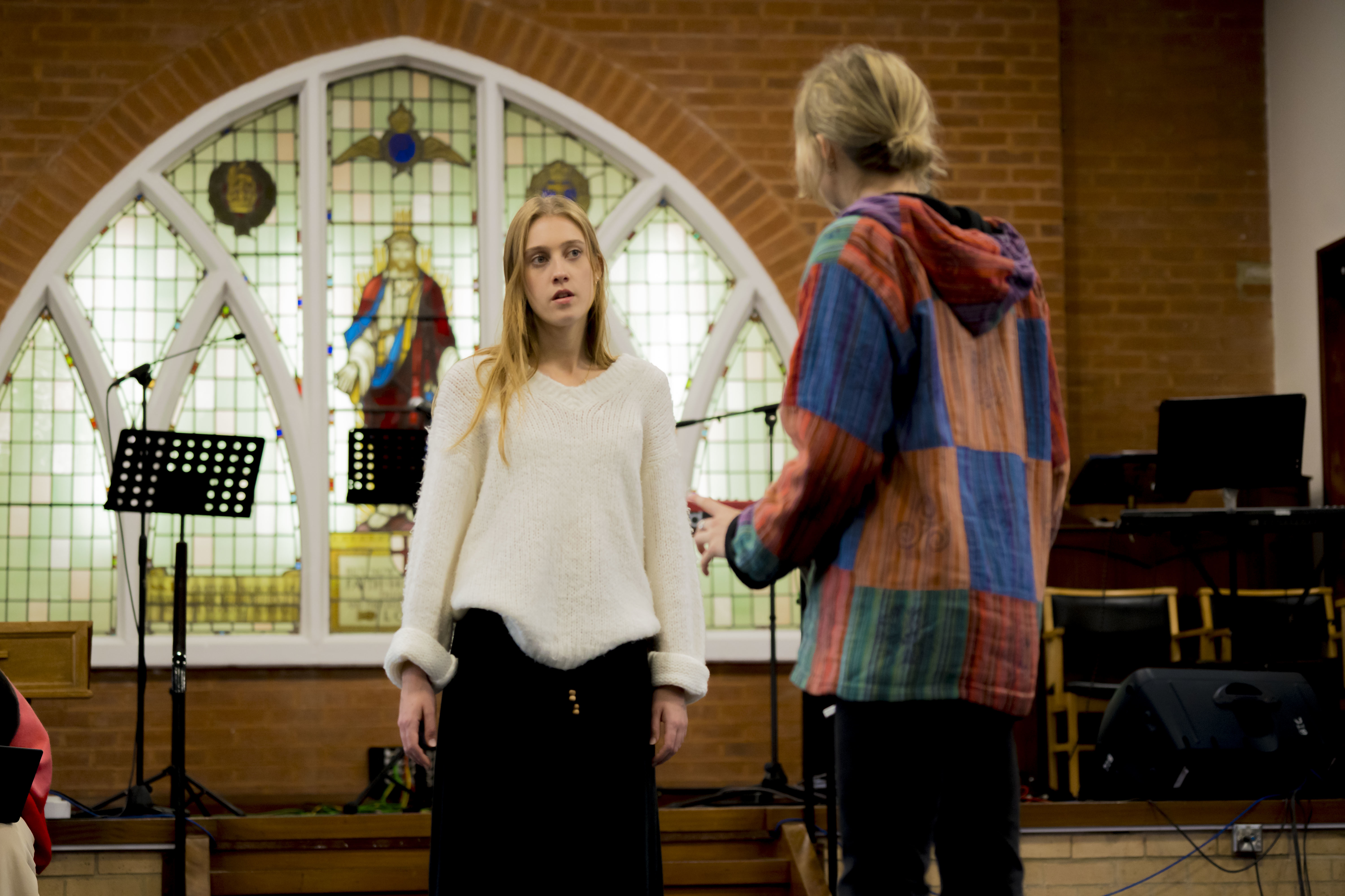 Actors rehearse scenes for a AUB Productions' This Changes Everything