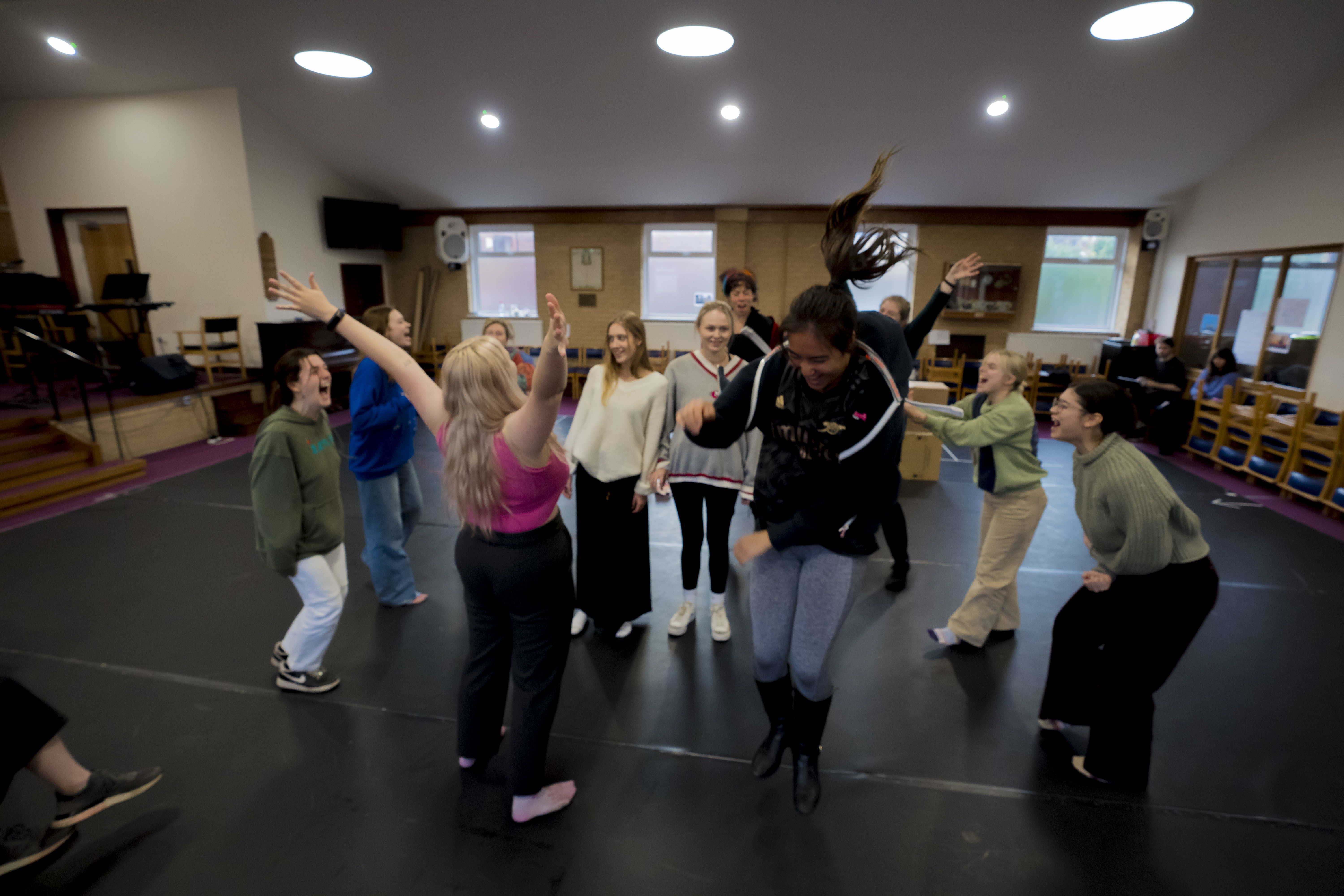 Actors rehearse scenes for a AUB Productions' This Changes Everything
