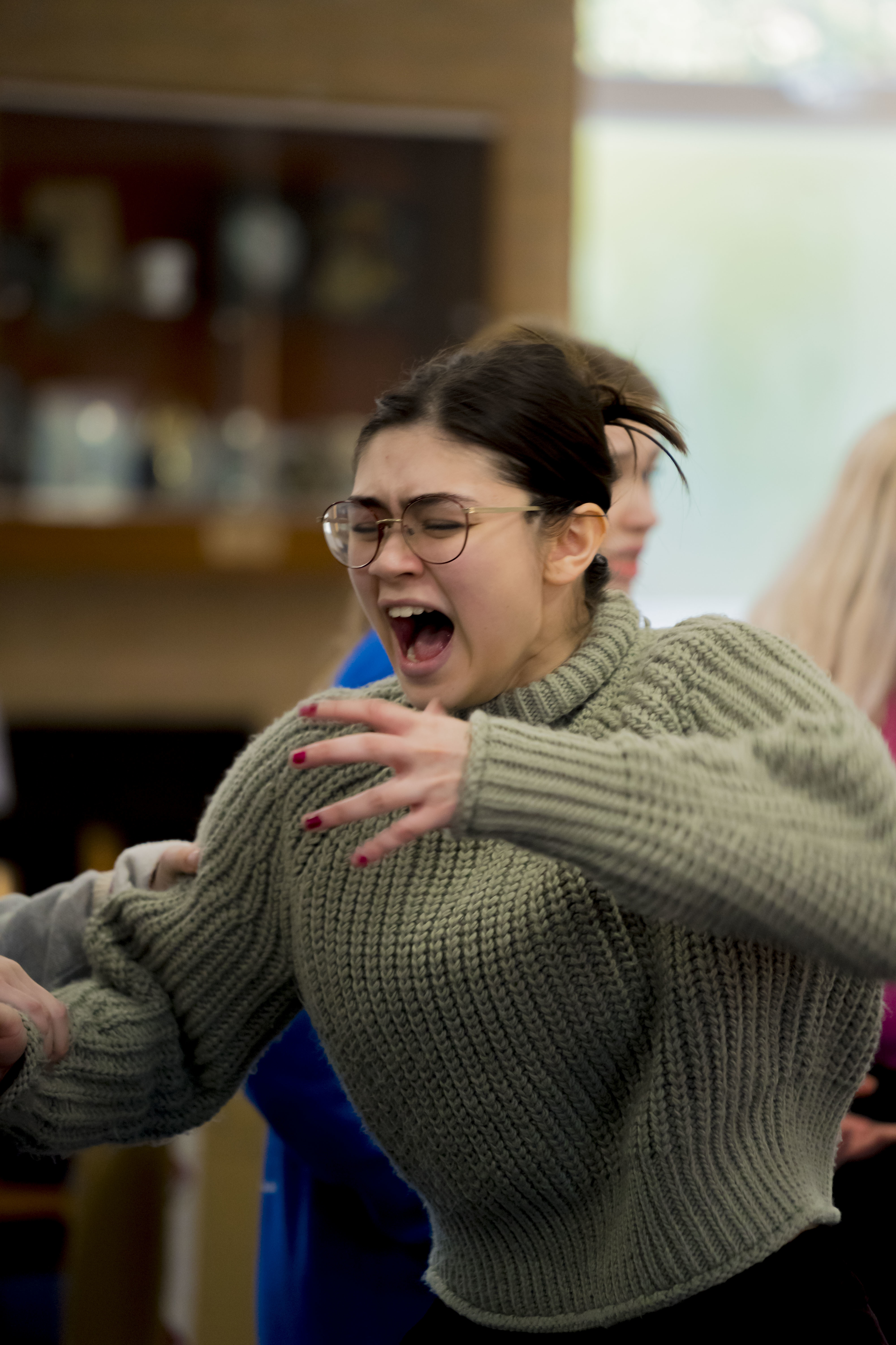 Actors rehearse scenes for a AUB Productions' This Changes Everything