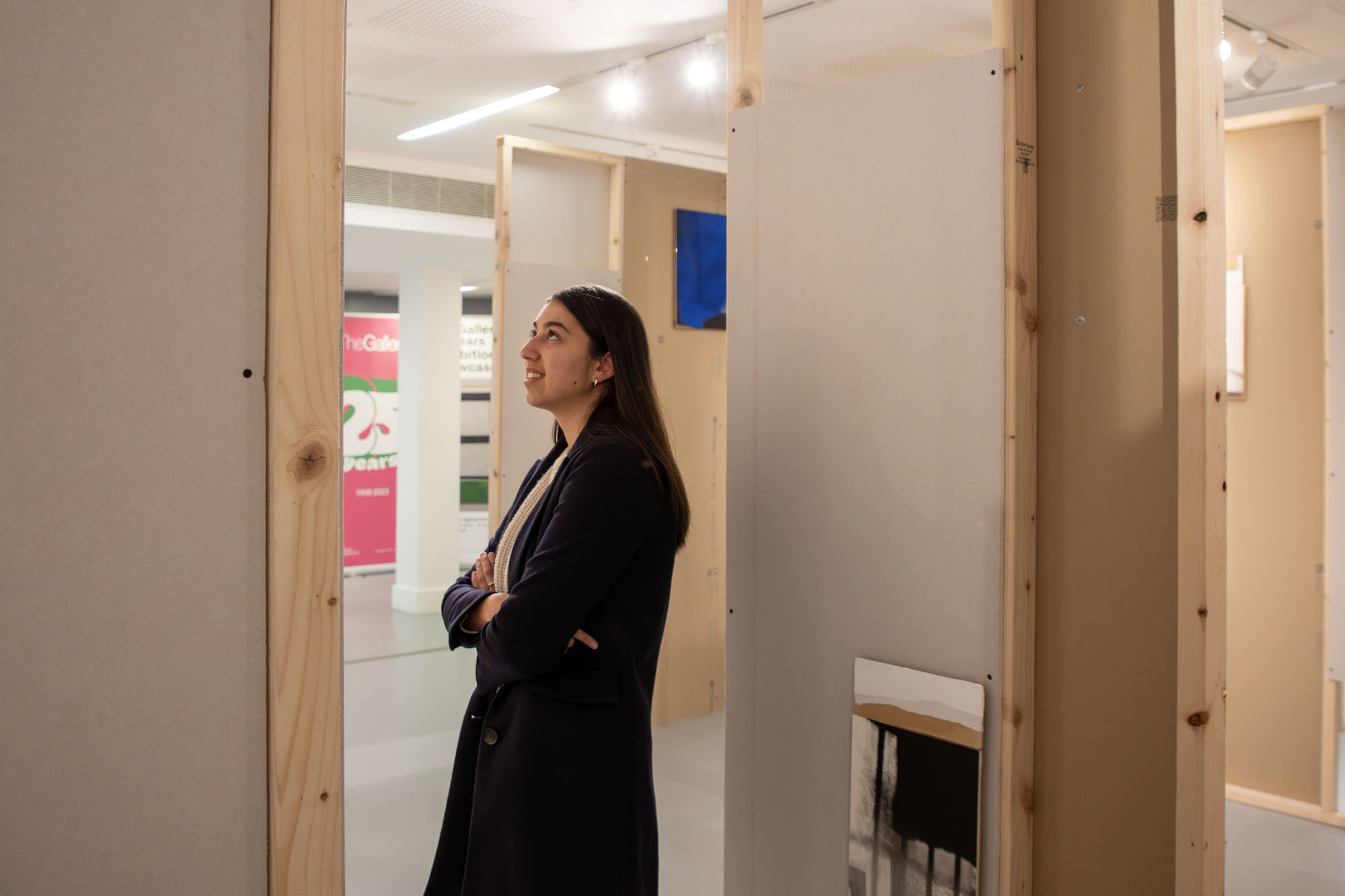 A person looking at artwork by Ian McKeever in TheGallery at AUB.