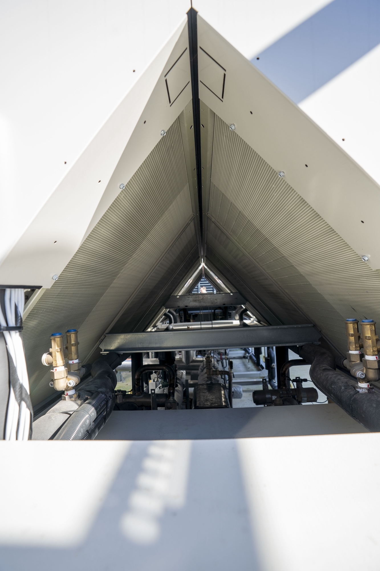 Close-up of a part of the AUB on-campus air source heat pumps.