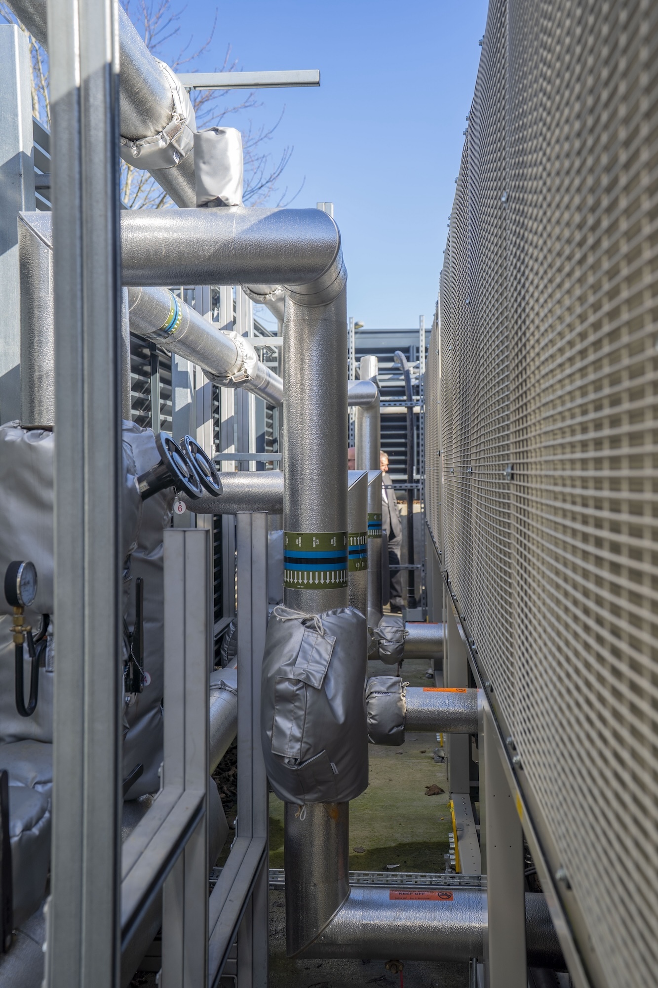 Close-up of part of the air source heat pumps on Arts University Bournemouth campus.